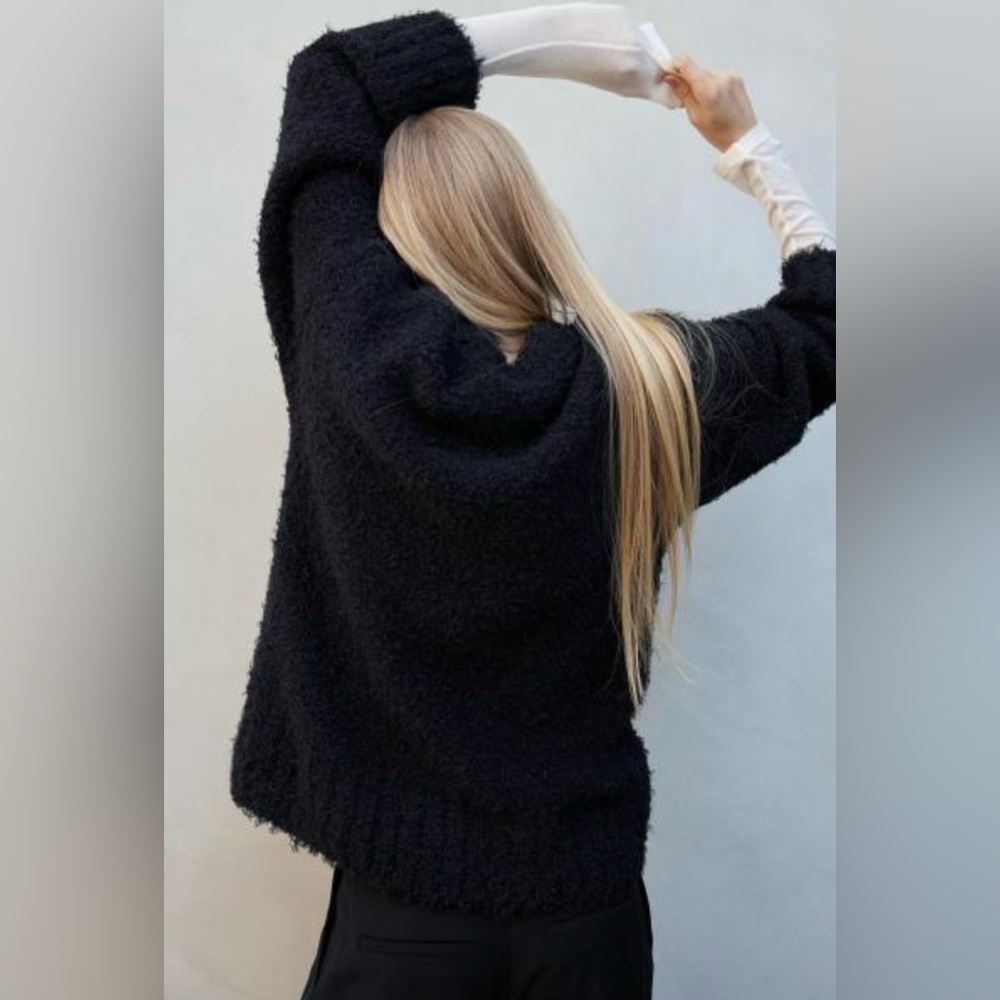 Black Boucle Crew Neck Sweater | Soft | Long Sleeve | M | NWT - Picture 3 of 13
